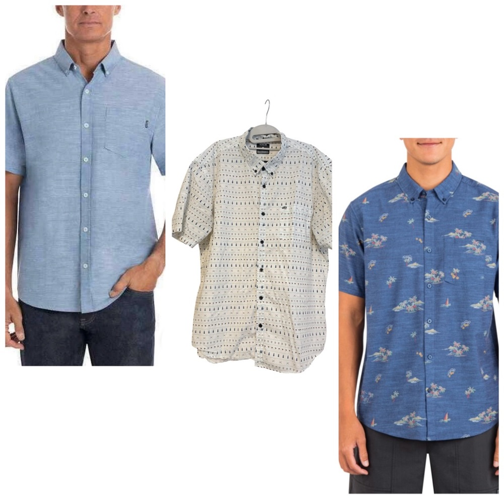 Hurley Blue and White Casual Button Down Shirt XXL